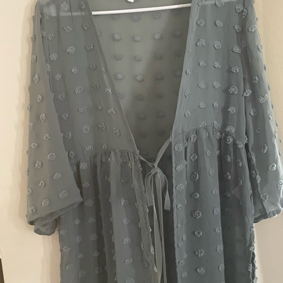 Sage Green Polkadot Kimono Tie-Waist Maurices - Picture 4 of 7